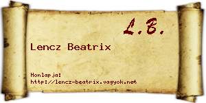 Lencz Beatrix névjegykártya